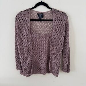 SOLD! BeautifulVintage Sparkly Mauve Knit Cardigan Set!